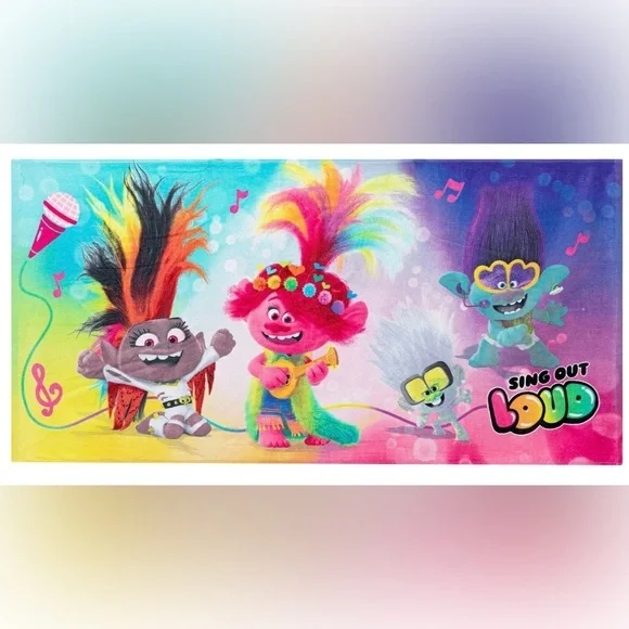 NWT Trolls Colorful Character Beach Towel - Picture 5 of 5